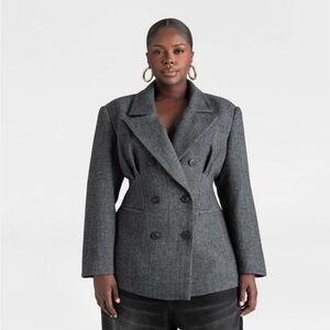 Charcoal Double-Breasted Blazer